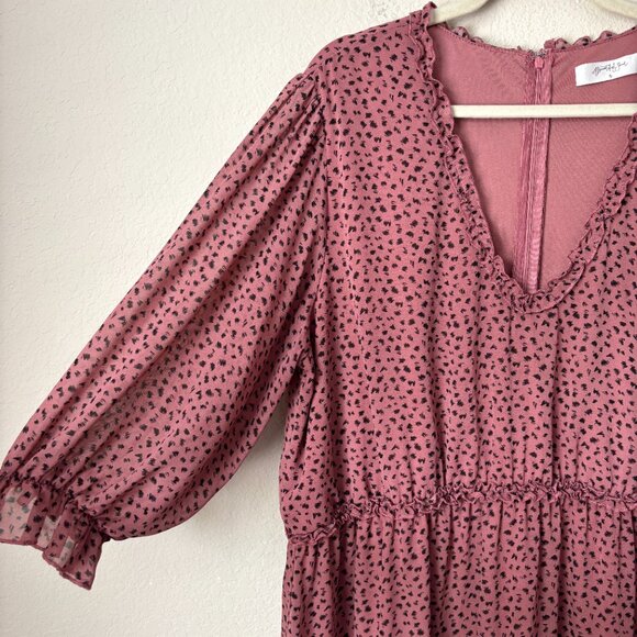 A Beautiful Soul Dot Printed Ruffle Trim Flattering Mini Dress - Picture 4 of 11